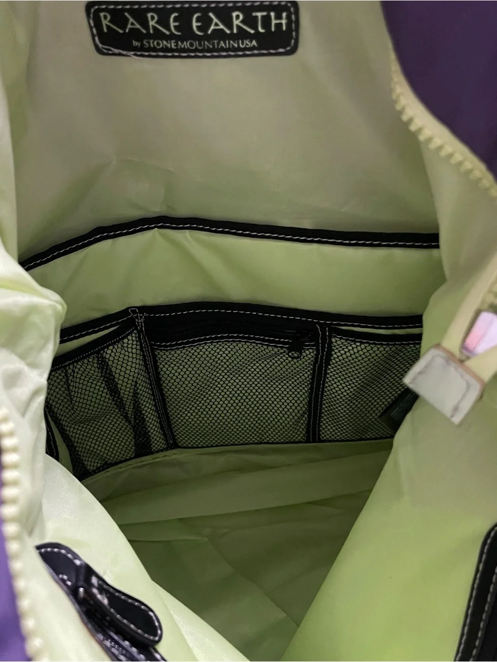 Rare Earth by Stone Mountain Nylon Travel Tote Bag Purple Lime Green